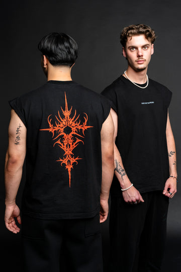 BØĘRY — Collectie-/sfeersectie: Duo, mouwloze tees rugzijde