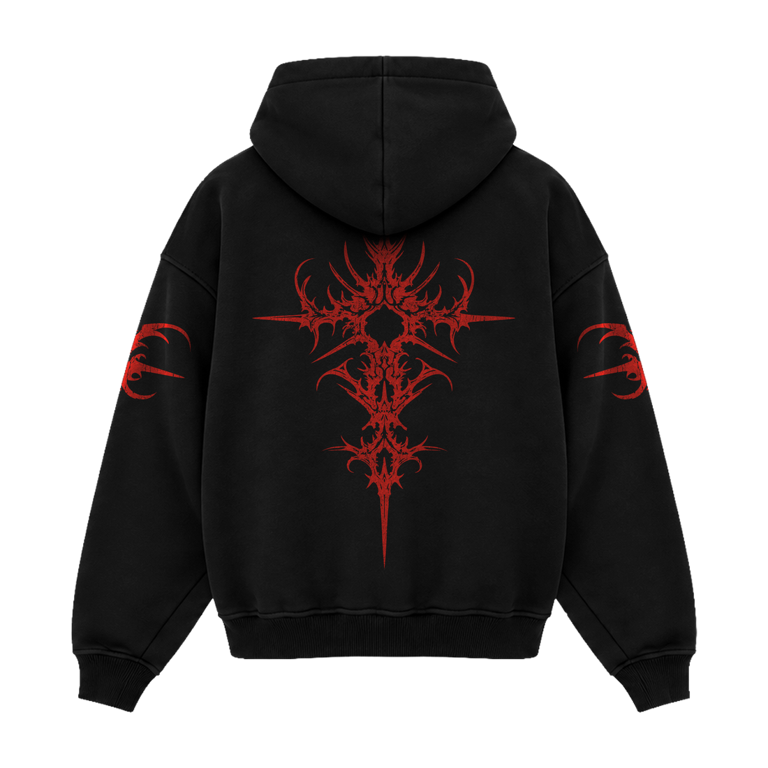 SIGIL HOODIE — BLACK / RED — coverfoto, clean product front