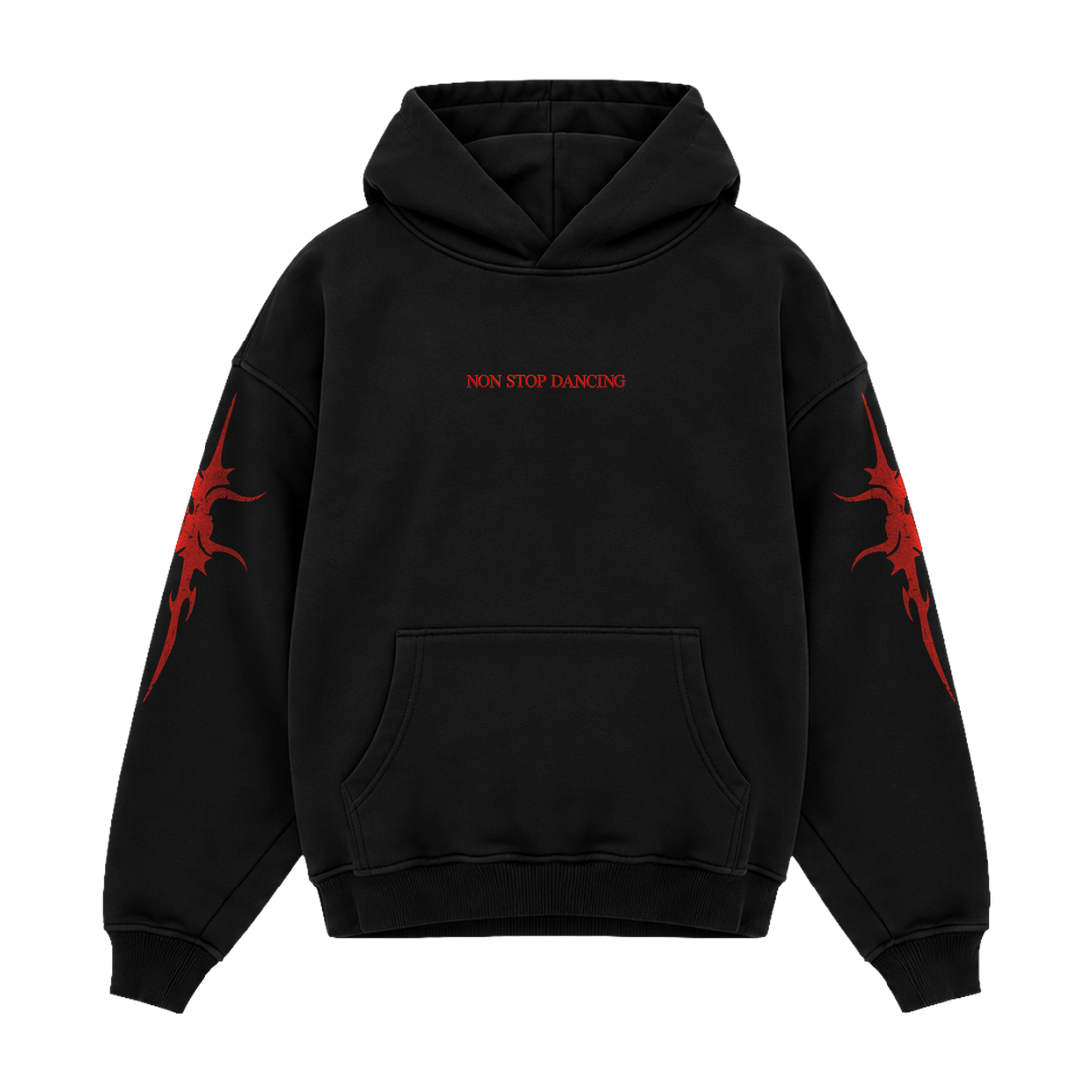 SIGIL HOODIE — BLACK / RED — coverfoto, clean product front