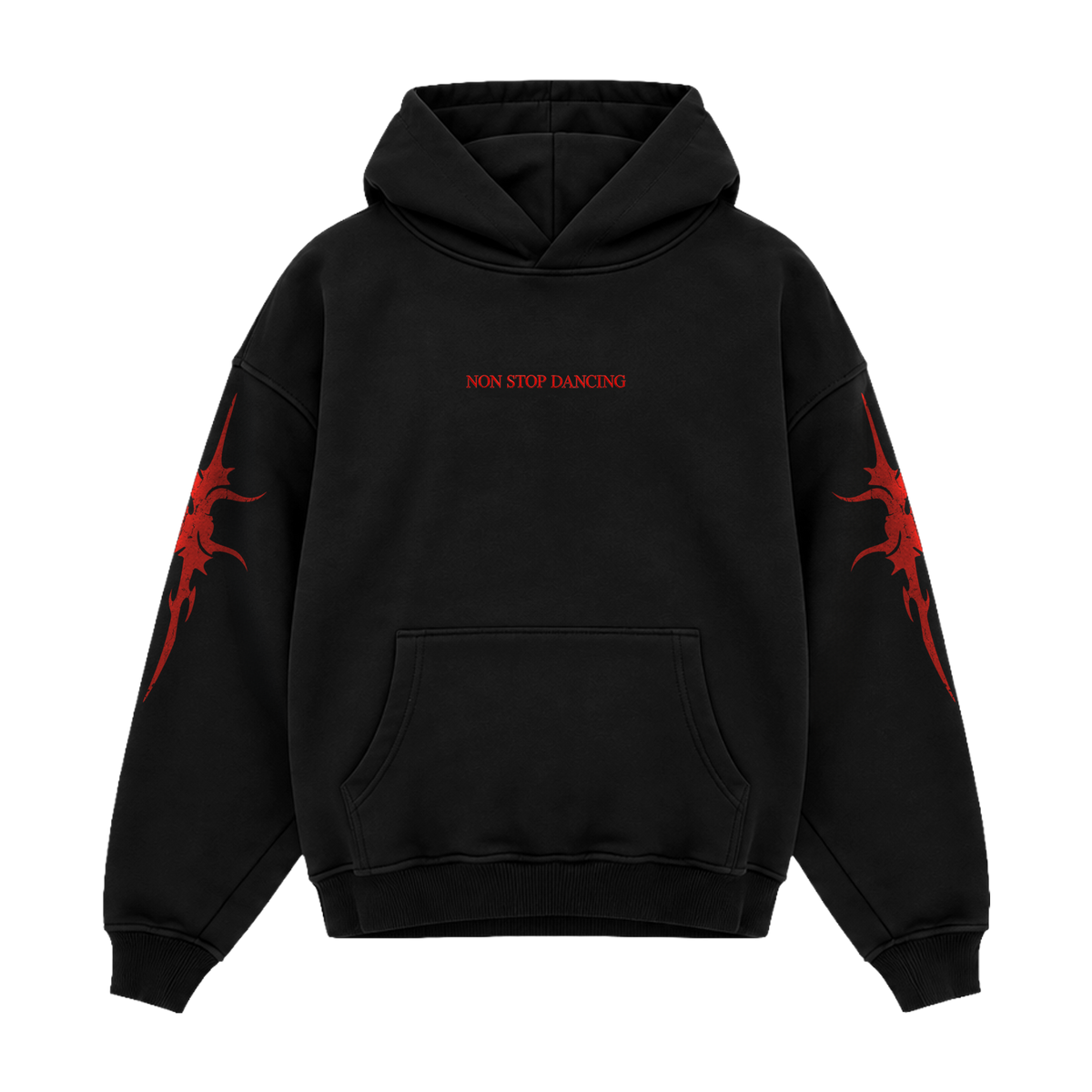 SIGIL HOODIE — BLACK / RED — coverfoto, clean product front