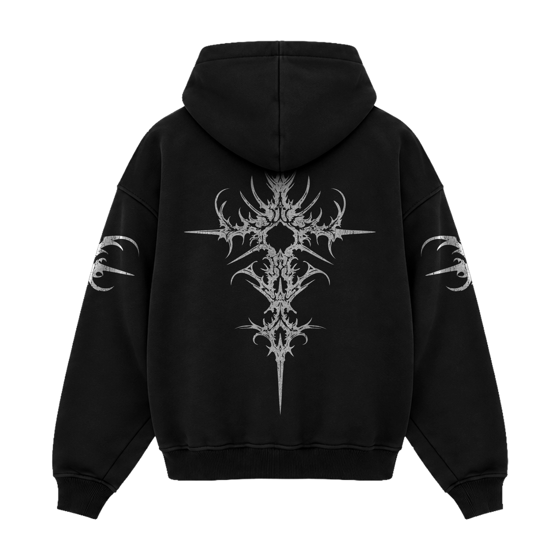 SIGIL HOODIE — BLACK / WHITE — coverfoto, clean product front